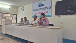Chintan Shah addressing audience at UIA Umargam Industries Asscoiation